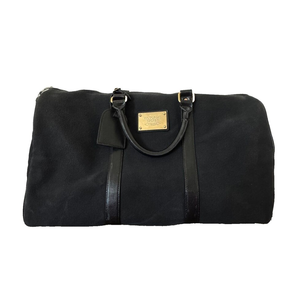 Vintage Y2K Victoria’s Secret Black Canvas Weekender Duffel Bag - Picture 3 of 16